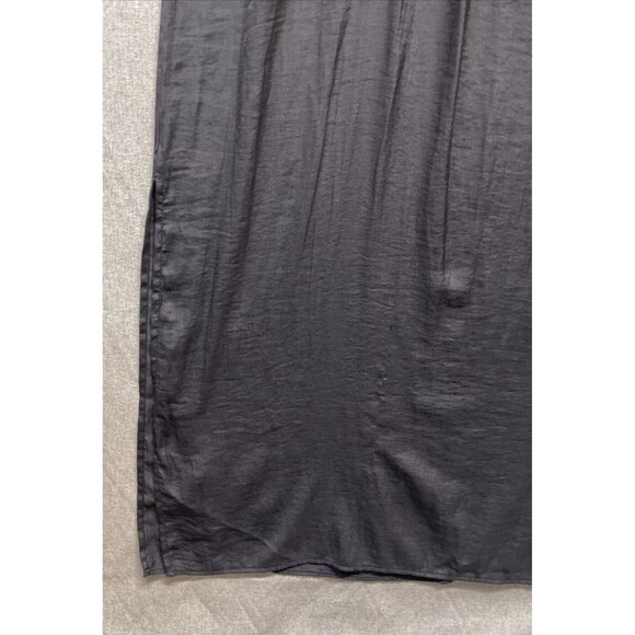 Banana Republic Black Silky Tie Waist Tank Maxi Dress 6 Tall Slits - Picture 6 of 14